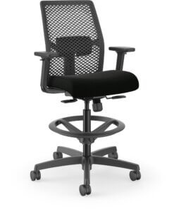 HON Ignition ReActiv Low-Back Task Stool - Black Foam Seat - Black Frame - Low Back - 5-star Base - Armrest - 1 Each