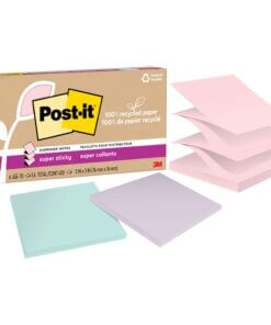 Post-it&reg; Super Sticky Adhesive Note - 420 - 3" x 3" - 70 Sheets per Pad - Assorted Wanderlust Pastel - Removable, Repositionable, Recyclable, Pop-up - 6 Pad