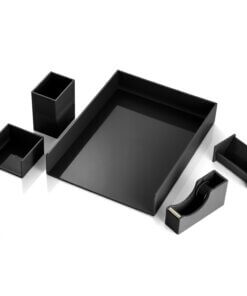 Officemate Desk Organizer Set - 7" Height x 7" Width x 11" Depth - Desktop - Black - 1 Each