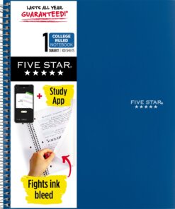 Five Star Wirebound Notebook - 1 Subject(s) - 100 Pages - Wire Bound - College Ruled - Letter - 8 1/2" x 11" - Blue Cover - Double Sided Sheet, Durable, Water Resistant, Wear Resistant, Tear Proof, Spill Resistant, Pocket, Opaque - 1 Each