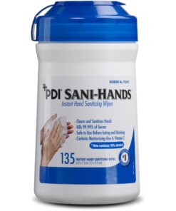PDI Sani-Hands Instant Hand Sanitizing Wipes - 6" x 7.50" - White - Hygienic, Moisturizing - For Hand, Residential - 135 Per Canister - 12 / Carton