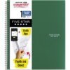 Five Star Wirebound Notebook - 1 Subject(s) - 100 Sheets - 100 Pages - Wire Bound - Letter - 8 1/2" x 11" - Forest GreenPlastic Cover - Double Sided Sheet, Bleed Resistant, Perforated, Storage Pocket, Water Resistant, Spiral Lock, Snag Resistant, Recyclable, Undated, Reinforced, Wear Resistant, ... - 1 Each