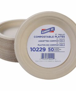 Genuine Joe Table Ware - Breakroom, Office - Disposable - White, Natural - Sugarcane Body - 50 / Pack