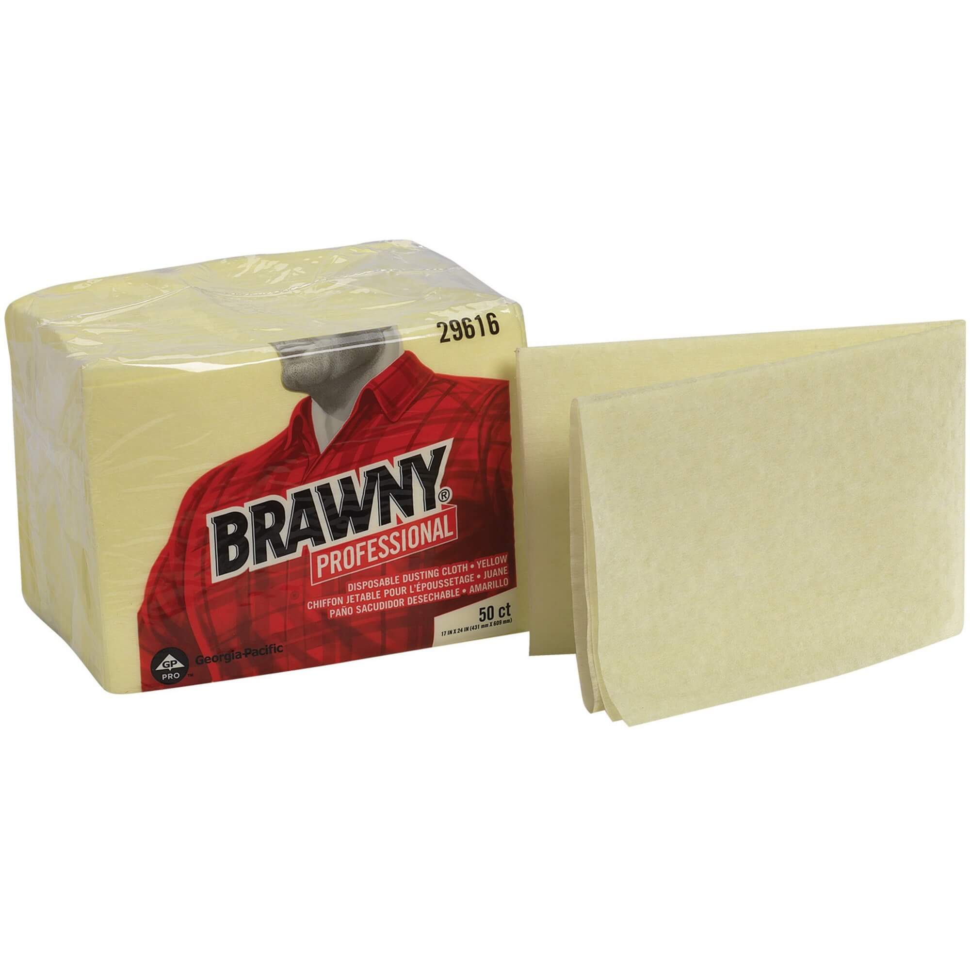 Brawny® Professional Disposable Dusting Cloths - Wipe - 17" Width x 24" Length - 50 / Pack - Yellow