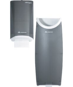 Safe-T-Gard&reg; Door Tissue Dispenser/Trash Receptacle - Center Pull Dispenser - 3.1" Height x 8.3" Width x 5" Depth - Smoke - 1 Each