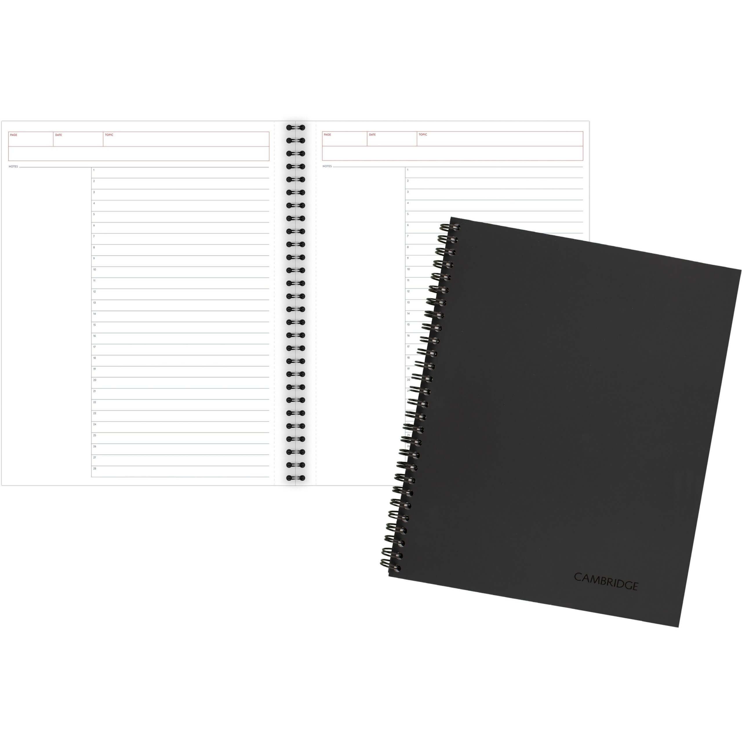 Mead 1 - Subject Action Planner Notebook - Letter - 80 Sheets - Double Wire Spiral - 0.34" Ruled - 20 lb Basis Weight - Letter - 8 1/2" x 11" - White Paper - Black Binder - BlackLinen Cover - Bond Paper, Perforated, Subject - 1 Each