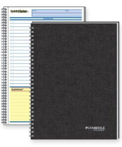 Mead QuickNotes 1 - Subject Business Notebook - Jr.Legal - 80 Sheets - Wire Bound - 20 lb Basis Weight - Jr.Legal - 5" x 8" - White Paper - Black Binder - BlackLinen Cover - Perforated, Subject, Bond Paper - 1 Each