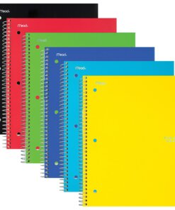 Mead 1-subject Graph Ruled Notebook - Letter-size - 100 Sheets - Wire Bound - Quad Ruled - Letter - 8 1/2" x 11" - White Paper - Plastic Cover - Perforated, Pocket Divider, Punched, Subject - 1 Each