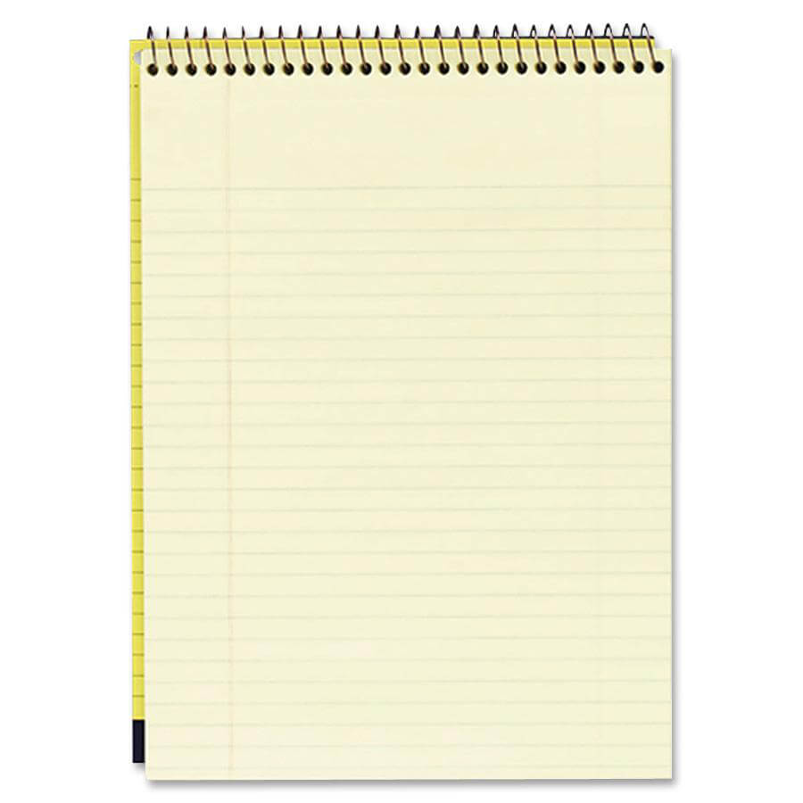 Mead Premium Wirebound Legal Pads - 70 Sheets - Spiral - 20 lb Basis Weight - 8 1/2" x 11 3/4" - Canary Paper - NavyBoard Cover - Heavyweight, Micro Perforated, Spiral Lock, Stiff-back - 1 Each