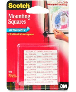 Scotch Double-stick Foam Mounting Squares - 1" Length x 1" Width - Foam - Adhesive Backing - 16 / Pack - Gray