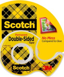 Scotch Double-Sided Tape - 12.50 yd Length x 0.50" Width - 1" Core - Acrylate - Permanent Adhesive Backing - Dispenser Included - Handheld Dispenser - 1 / Roll - Clear