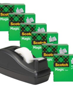 Scotch 3/4"W Magic Tape - 27.78 yd Length x 0.75" Width - 1" Core - Dispenser Included - Desktop Dispenser - 6 / Pack - Matte Clear