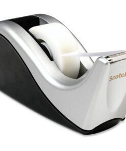 Scotch Two-tone Desktop Office Tape Dispenser - Holds Total 1 Tape(s) - 1" Core - Refillable - Non-skid Base - Silver, Black - 1 Each