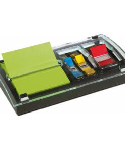 Post-it&reg; Dispenser Notes and Flag Dispenser - 3" x 3" Note, 1" Flag - 100 Note Capacity - 50 Flag Capacity - Translucent, Black