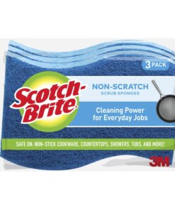 Scotch-Brite No Scratch Scrub Sponges - 2.8" Height x 4.5" Width x 4.5" Length x 590 mil Thickness - 3/Pack - Blue