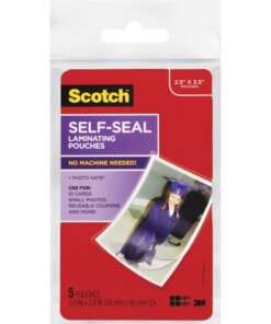 Scotch Self-sealing Photo Laminating Sheets - Laminating Pouch/Sheet Size: 2.50" Width x 3.50" Length x 9.50 mil Thickness - Thick Gloss - for Photo, Document, Lists, Card, Coupon, Punch Card - Acid-free, Photo-safe, Double Sided, Self-sealing - Clear - 6 / Pack