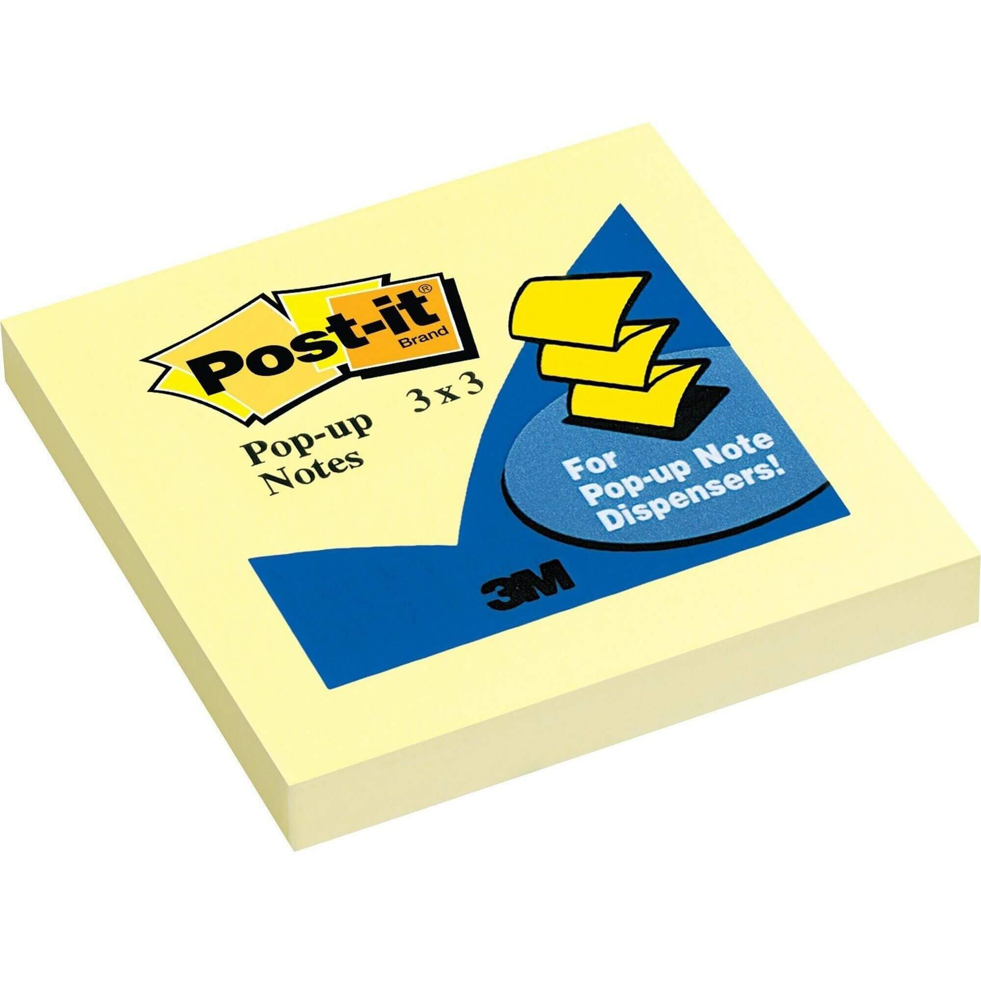 Post-it® Pop-up Notes - 100 - 3" x 3" - Square - 100 Sheets per Pad - Unruled - Canary Yellow - Paper - Self-adhesive, Repositionable - 1 / Pad