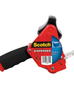 Scotch Heavy-Duty Packaging Tape Dispenser - Foam Handle - Holds Total 1 Tape(s) - 3" Core - Refillable - Soft Grip, Retractable Blade, Adjustable Tension Mechanism - Red - 1 Each