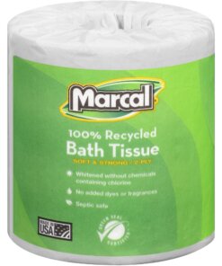 Marcal 100% Recycled, Soft & Absorbent Bathroom Tissue - 2 Ply - 336 Sheets/Roll - White - Soft, Lint-free, Septic Safe - For Washroom - 48 / Carton