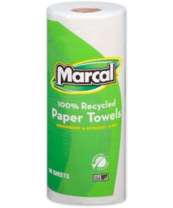 Marcal 100% Recycled Paper Towels - 2 Ply - 11" x 9" - 60 Sheets/Roll - White - Absorbent, Hypoallergenic, Perforated, Lint-free - 15 / Carton