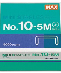 MAX HD-10DF Mini Staples - 100 Per Strip - Heavy Duty - 3/16" Leg - 5/16" Crown - Holds 20 Sheet(s) - for Paper - Silver - 0.2" Height x 0.4" Width5000 / Box