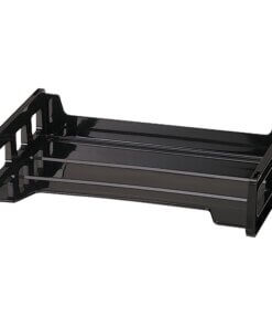 Officemate Side-Loading Desk Tray - 2.8" Height x 13.2" Width x 9" Depth - Desktop - Stackable, Durable, Non-stick, Portable, Carrying Handle - Black - 1 Each