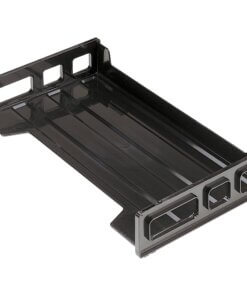 Officemate Side-Loading Desk Tray - 2.8" Height x 16.3" Width x 9" Depth - Desktop - Stackable, Durable, Non-stick, Carrying Handle, Portable - Black - Plastic - 1 Each