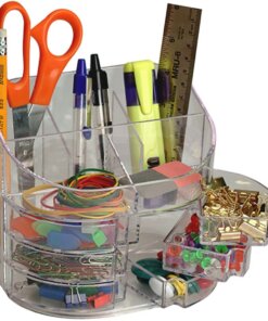 Officemate Plastic Double Supply Organizer - 11 Compartment(s) - Desktop - Clear - 1 Each