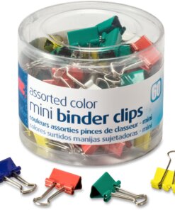 Officemate Binder Clips - Mini - 0.25" Size Capacity - 60 / Pack - Assorted - Metal