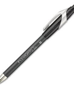 Paper Mate FlexGrip Elite Retractable Ballpoint Pens - Medium Pen Point - Refillable - Retractable - Black - Black Rubber Barrel - Metal Tip - 1 Dozen