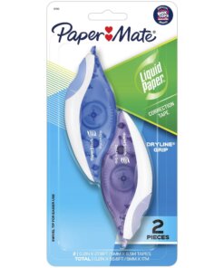 Paper Mate Translucent Dryline Grip Correction Tape - 0.20" Width x 27.89 ft Length - 1 Line(s) - White Tape - Ergonomic Assorted Dispenser - Break Resistant, Tear Resistant - 2 / Pack - Assorted