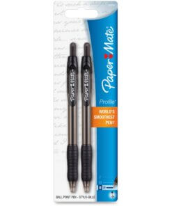 Paper Mate Retractable Profile Ballpoint Pens - Bold Pen Point - 1.4 mm Pen Point Size - Refillable - Retractable - Black - Black Barrel - 1 / Pack