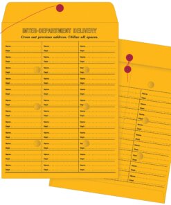 Quality Park 10 x 13 Double Sided Inter-Departmental Envelope - Inter-department - 10" Width x 13" Length - 28 lb - String/Button - Kraft - 100 / Box - Brown Kraft