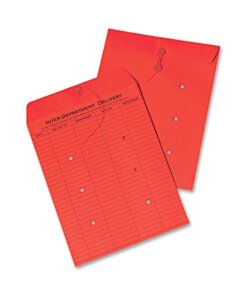 Quality Park 10 x 13 Inter-Departmental Envelopes - Inter-department - 10" Width x 13" Length - 28 lb - String/Button - 100 / Box - Red
