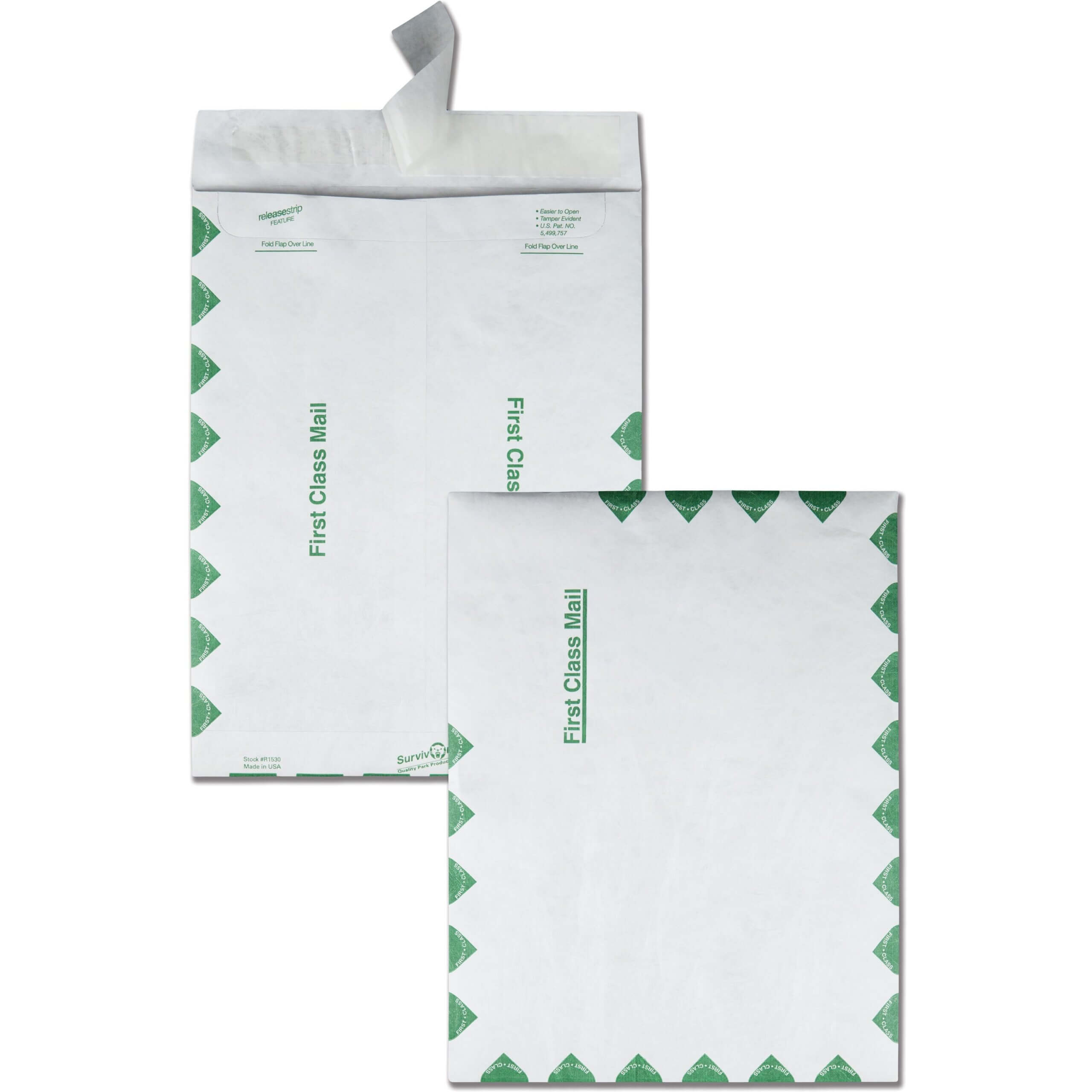 Quality Park Survivor Tyvek First Class Envelopes - First Class Mail - #12 1/2 - 9 1/2" Width x 12 1/2" Length - 14 lb - Peel & Seal - Tyvek - 100 / Box - White