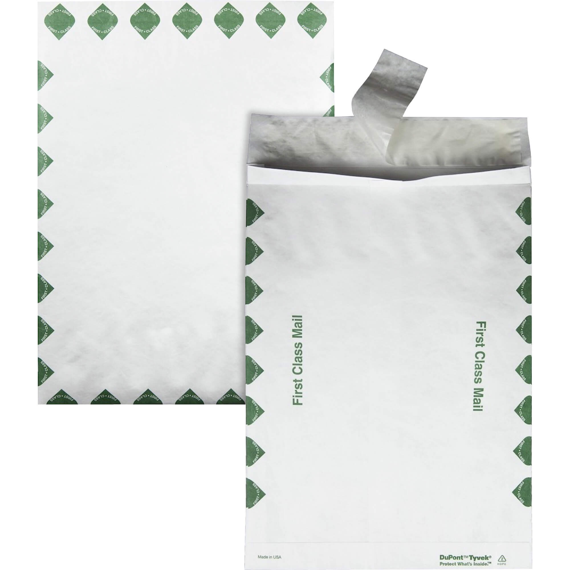 Quality Park Tyvek Open-End 1st Class Envelopes - First Class Mail - 10" Width x 13" Length - 1 1/2" Gusset - 14 lb - Self-sealing - Tyvek - 100 / Carton - White