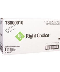 white box with green writing Right Choice c folds in the box