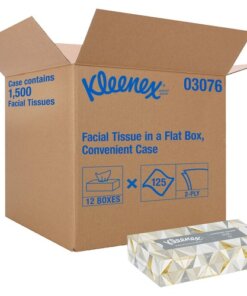 case of 12 flat box Kleenex brand facial tissues