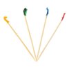 tooth picks with colored tops, yellow, green, blue and red