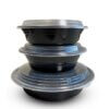 24 oz 7" Round Container Combo Black Base w/ Clear Lid