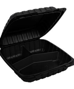 Three compartment black container