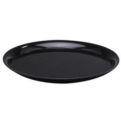 Rigid Plastic Catering Tray with High Edge, 18 Inch dia, Round, Black