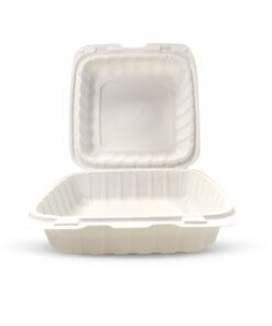 Empress Earth Hinged Container Mineral Filled PP 8" x 8" x 3" Natural 1-Compartment