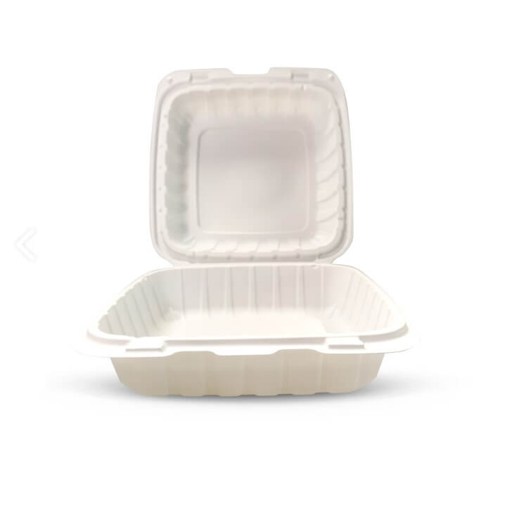 Empress Earth Hinged Container Mineral Filled PP 8" x 8" x 3" Natural 1-Compartment