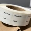 Prep date, pull, date, time, and item label