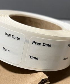 Prep date, pull, date, time, and item label