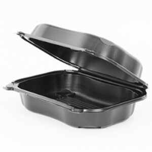 Container Plastic Hinged 9x7 Clover Black