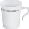 Cup Coffee Plastic HW White w/ Silver Rim 8 OZ 120/CS