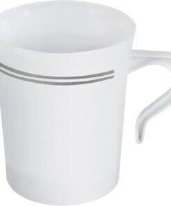 Cup Coffee Plastic HW White w/ Silver Rim 8 OZ 120/CS