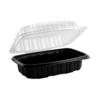 Container Hinged Microwavable Black/Clear 6x9x3
